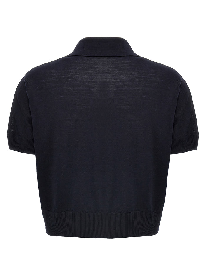 Khaite 96% Wool polo in navy — view 2