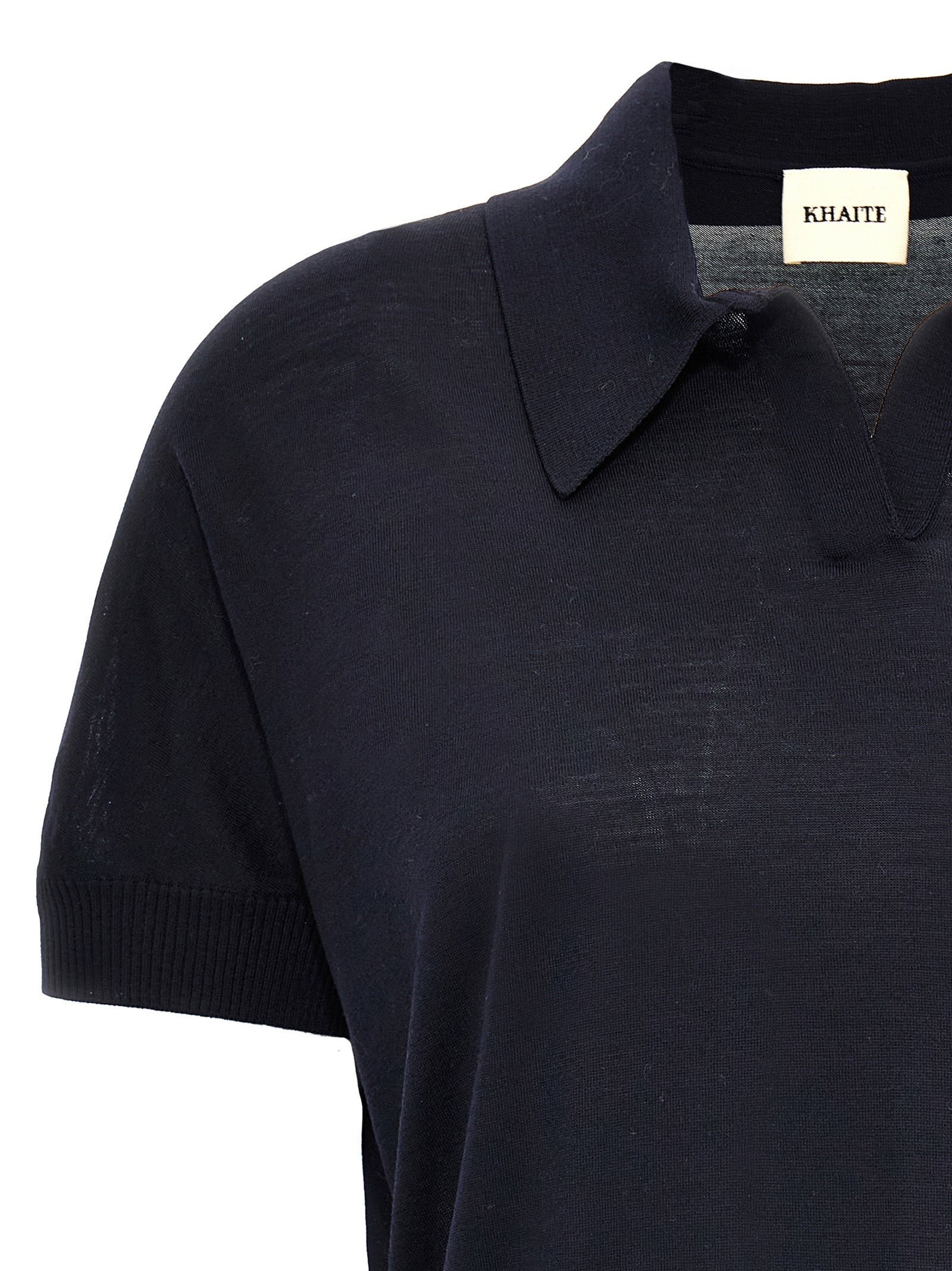 Khaite 96% Wool polo in navy — view 3