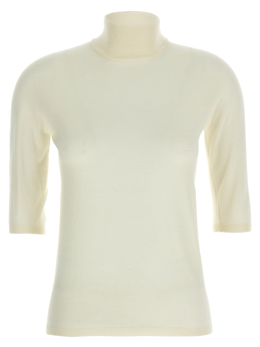 Max Mara 100% virgin wool turtleneck sweater in white