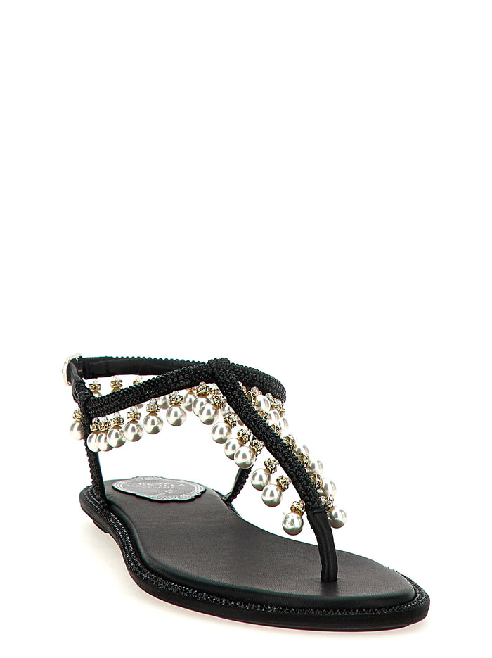 Rene Caovilla 68% viscose sandal in black — view 2