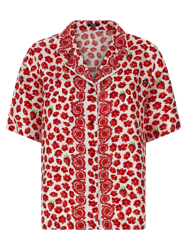 Versace 100% Silk blouse in red