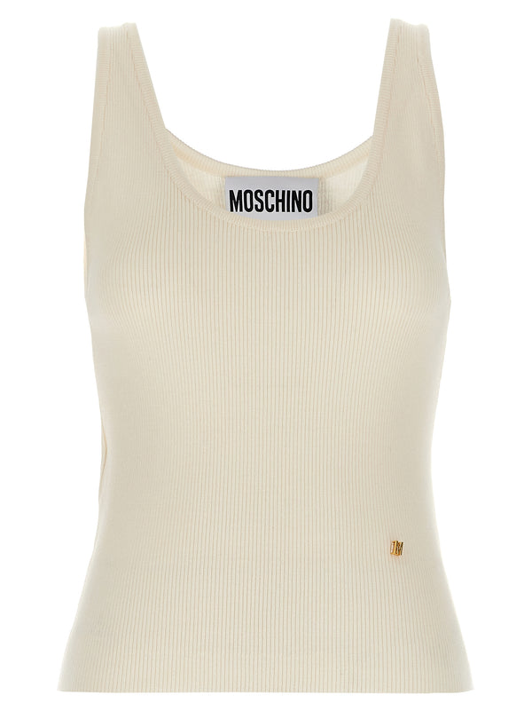 Moschino 70% virgin wool tank top in white
