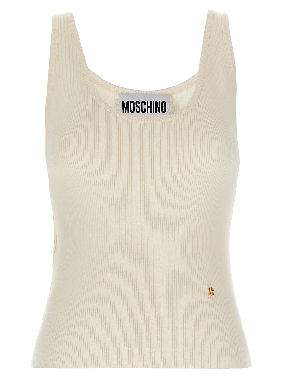 Moschino 70% virgin wool tank top in white