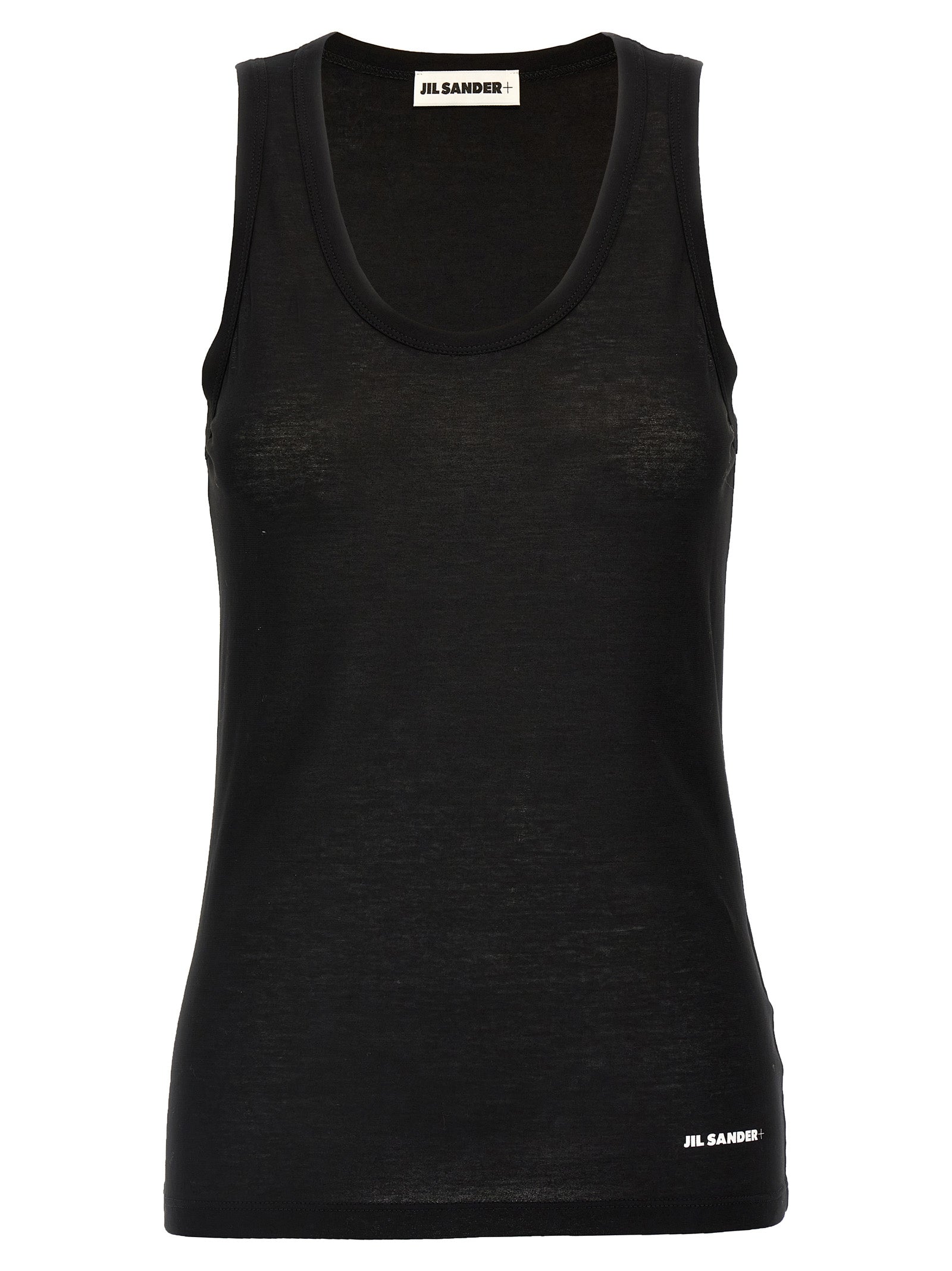 Jil Sander 100% cotton tank top in black