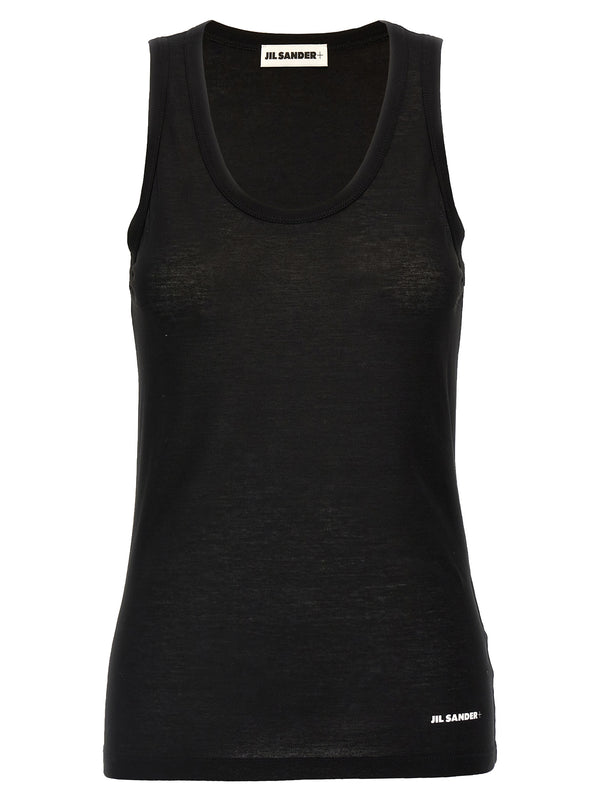 Jil Sander 100% cotton tank top in black