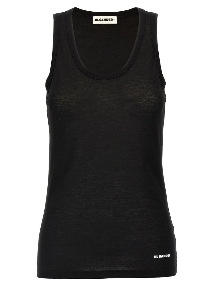 Jil Sander 100% cotton tank top in black