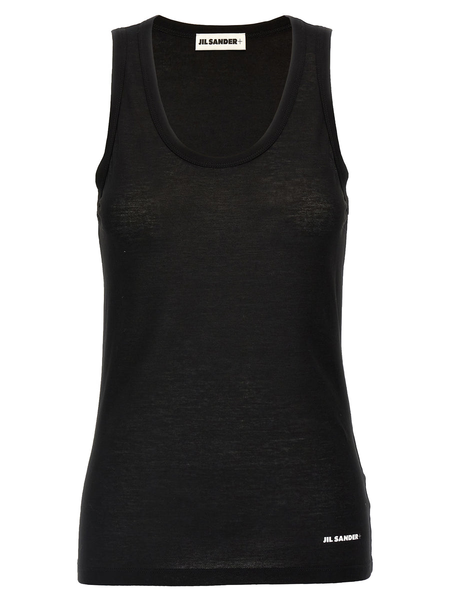 Jil Sander 100% cotton tank top in black
