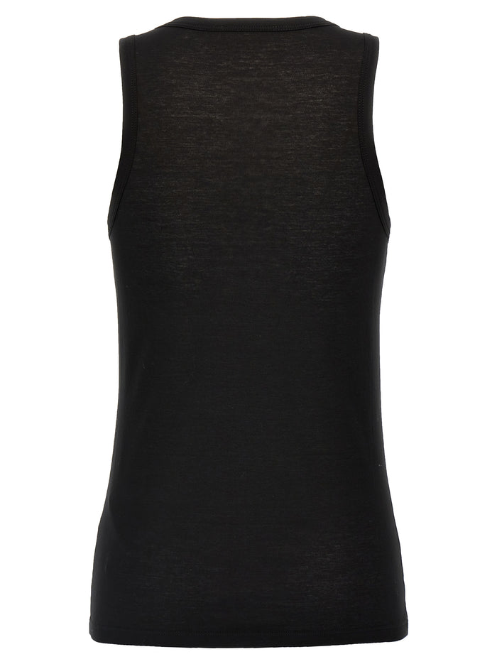 Jil Sander 100% cotton tank top in black — view 2