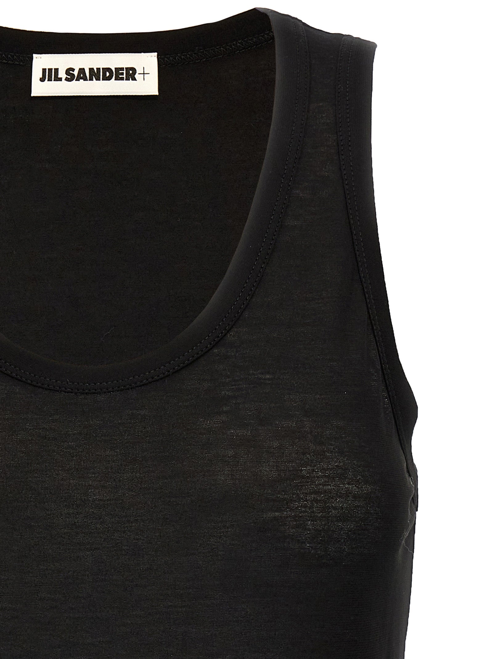 Jil Sander 100% cotton tank top in black — view 3