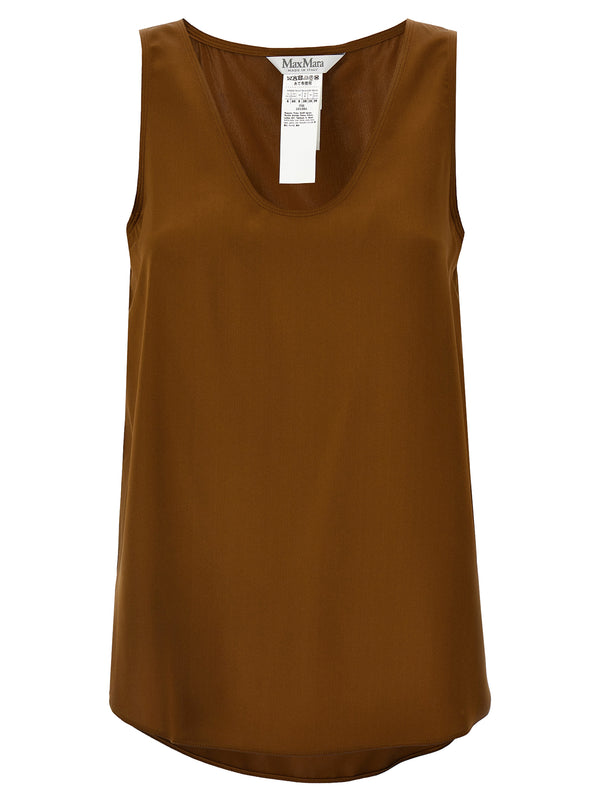 Max Mara 100% silk tank top in brown