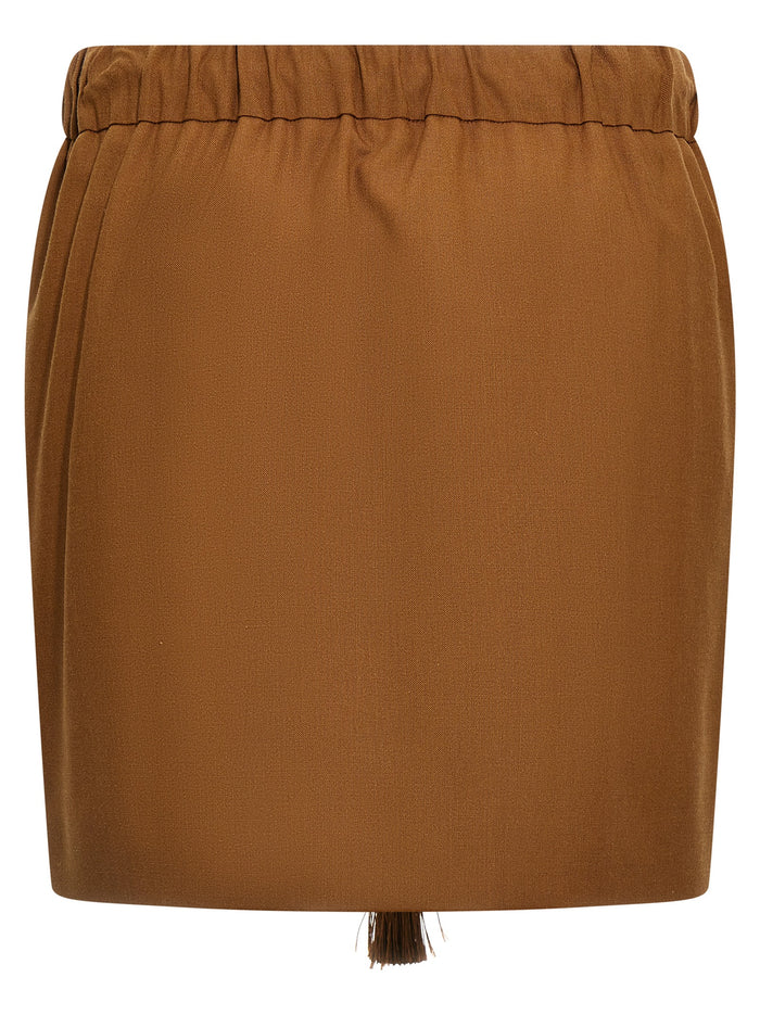 Max Mara 71% Virgin Wool skirt in brown — view 2