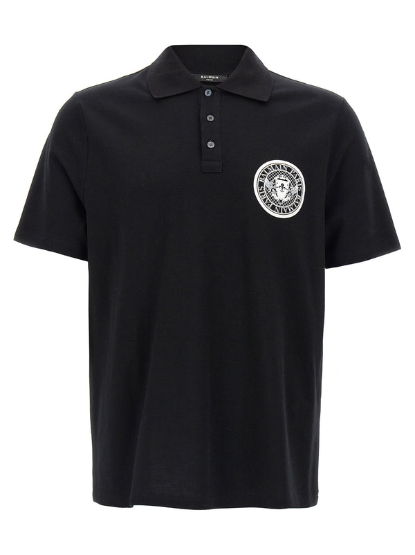 Balmain 100% cotton polo shirt in black