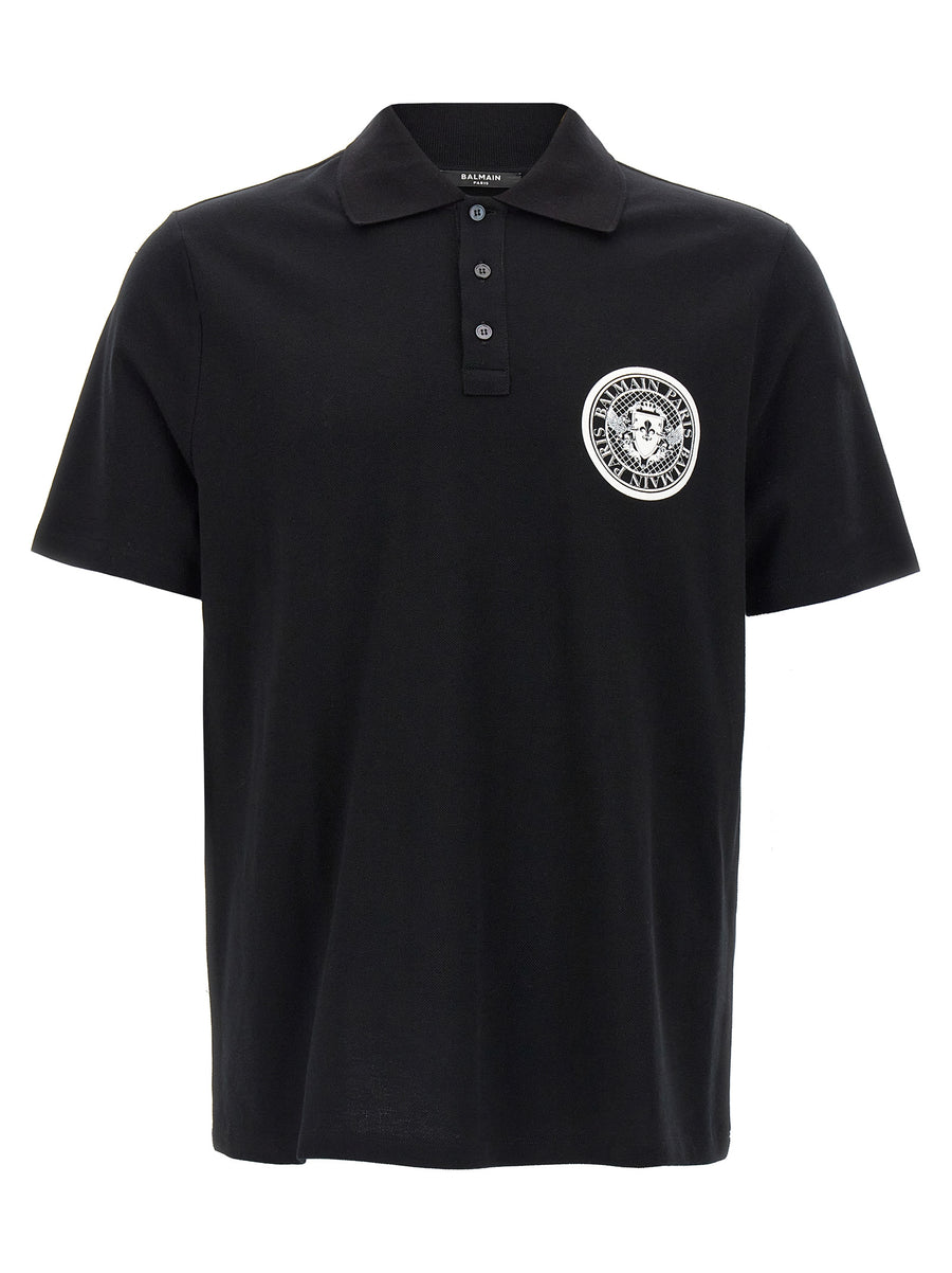 Balmain 100% cotton polo shirt in black
