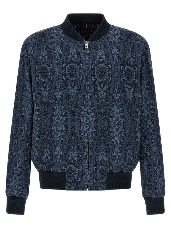 Etro 46% cotton bomber jacket in blue