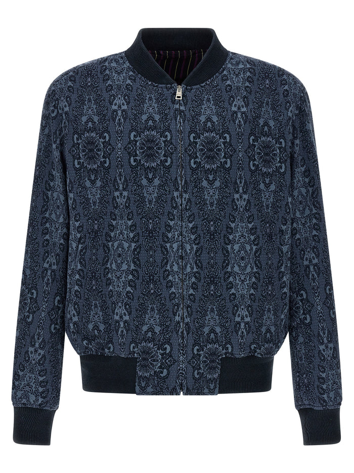 Etro 46% cotton bomber jacket in blue