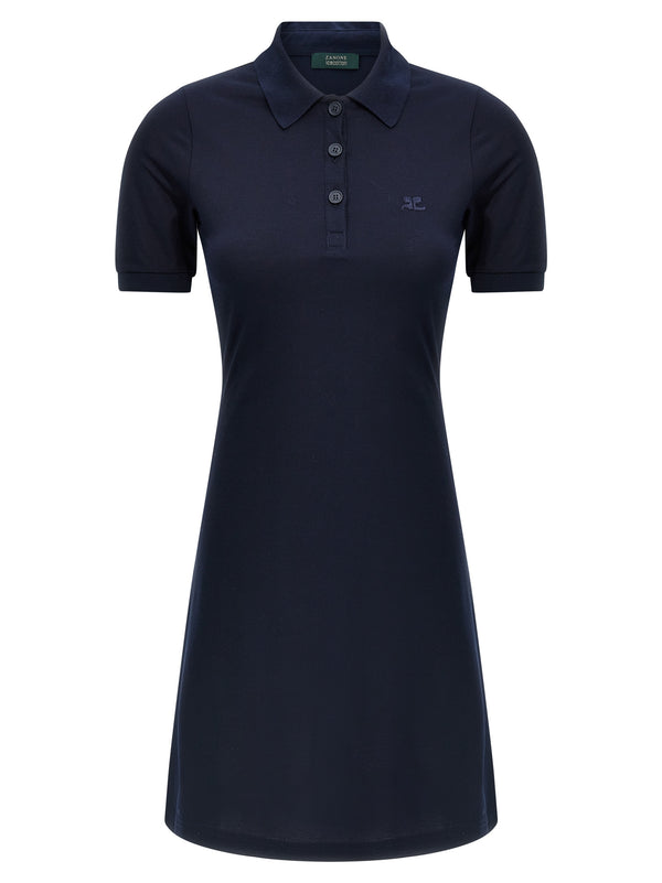 CourrèGes 100% cotton polo dress in navy
