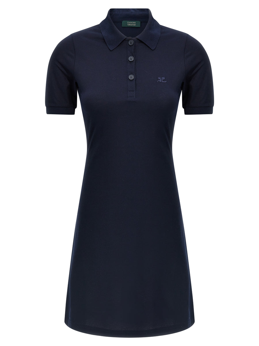 CourrèGes 100% cotton polo dress in navy
