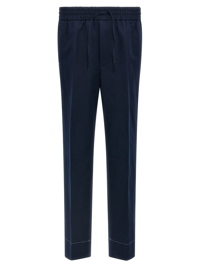 Brioni 53% Linen trousers in blue