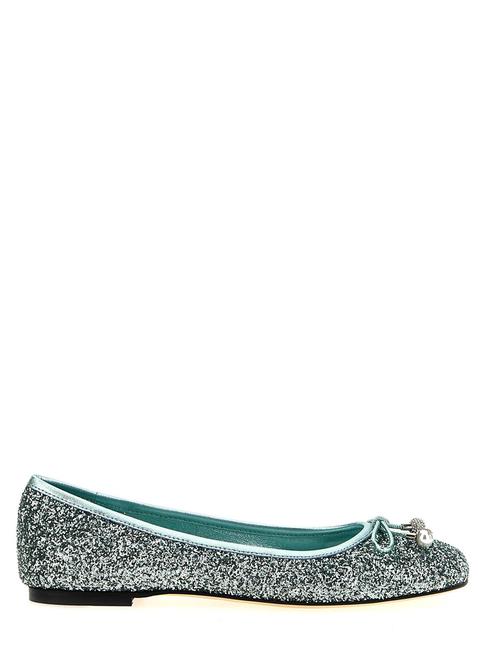 Jimmy Choo 90% textile ballet flat in green