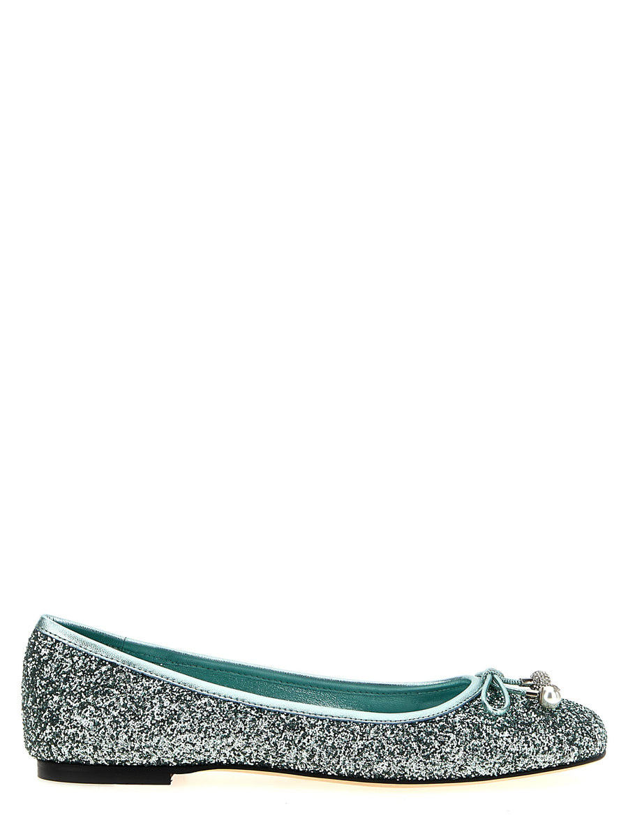 Jimmy Choo 90% textile ballet flat in green