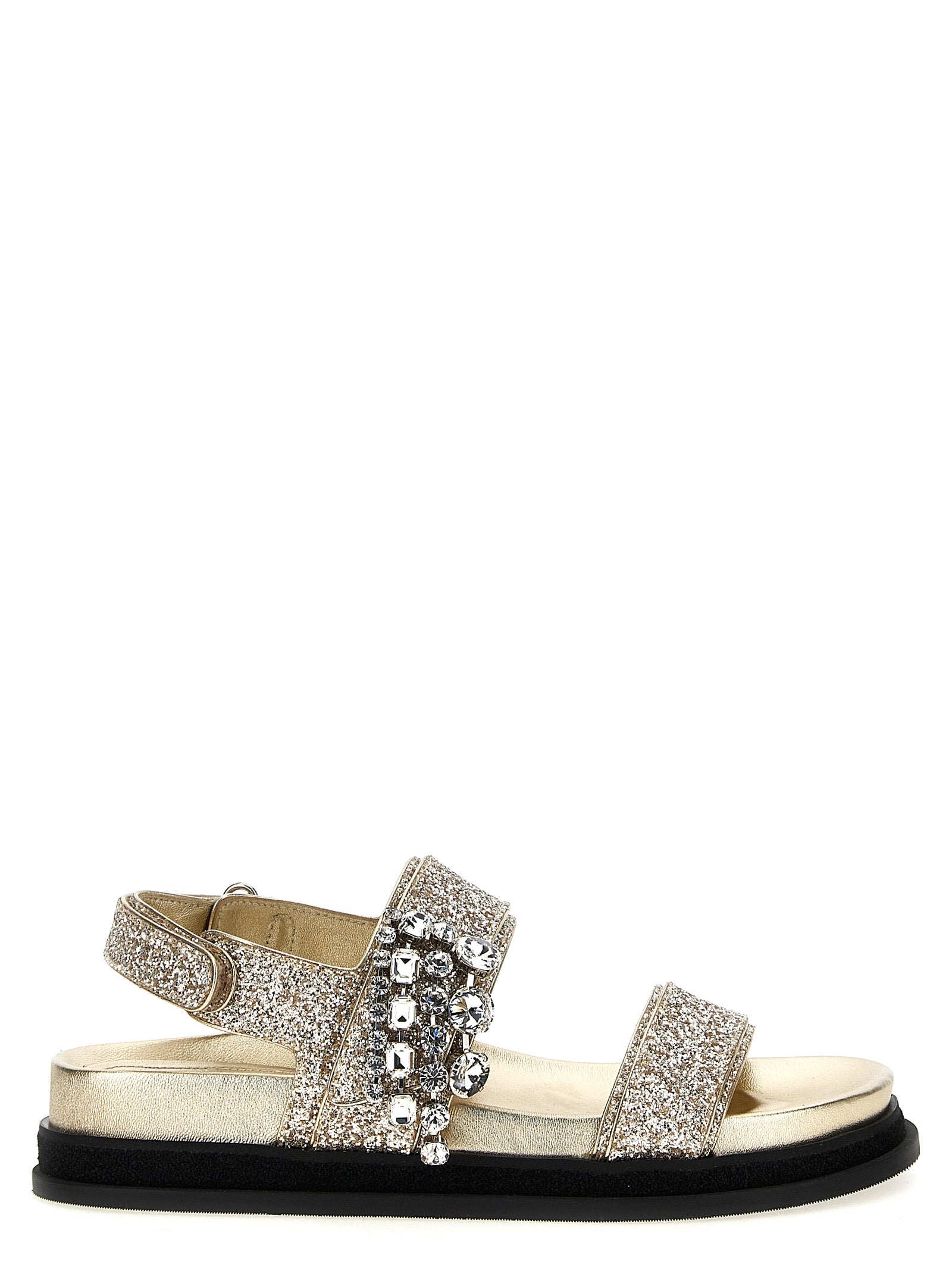 Jimmy Choo 95% fabric sandals in gold