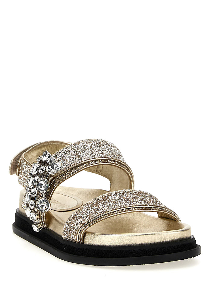 Jimmy Choo 95% fabric sandals in gold — view 2