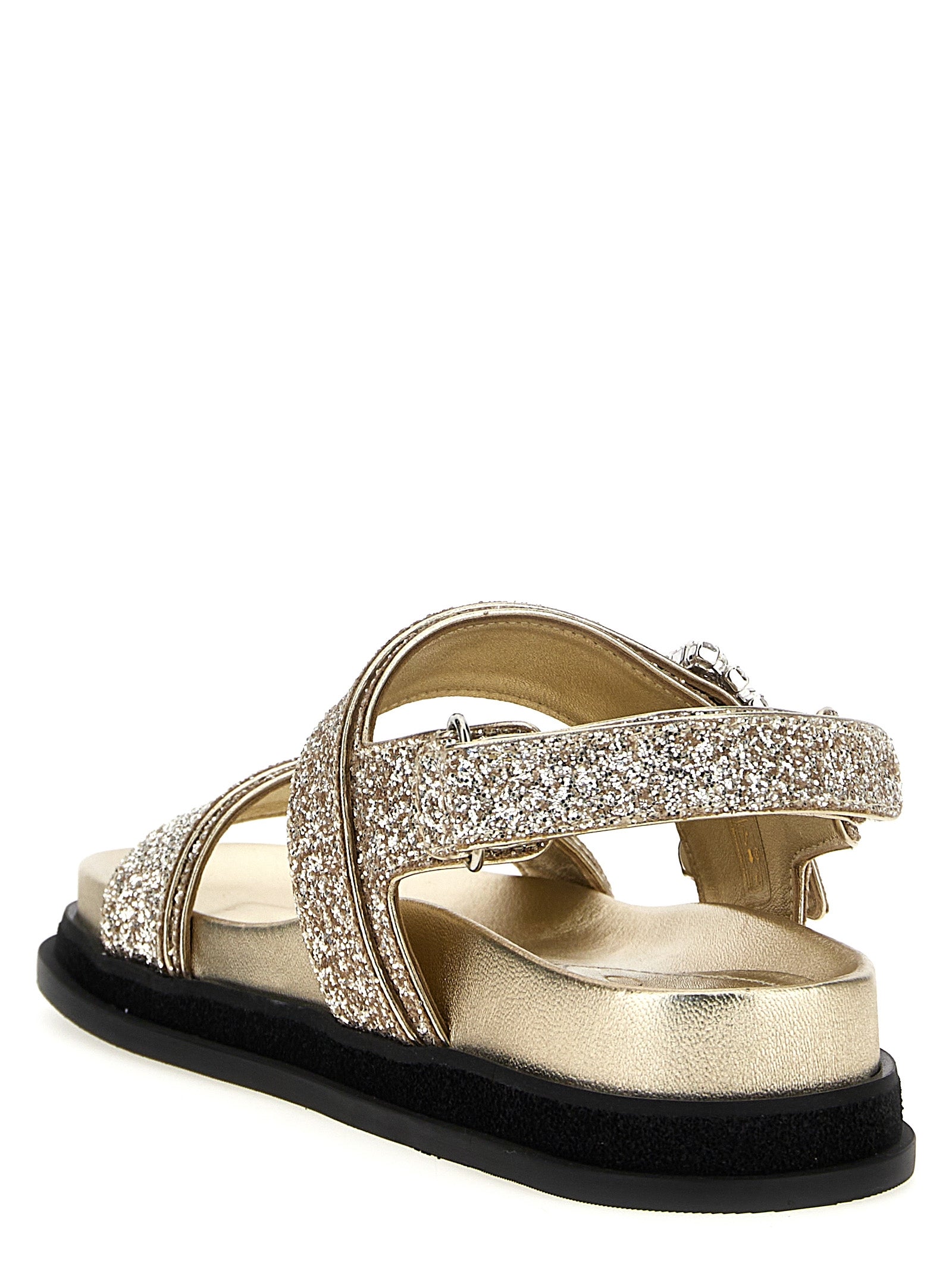 Jimmy Choo 95% fabric sandals in gold — view 3