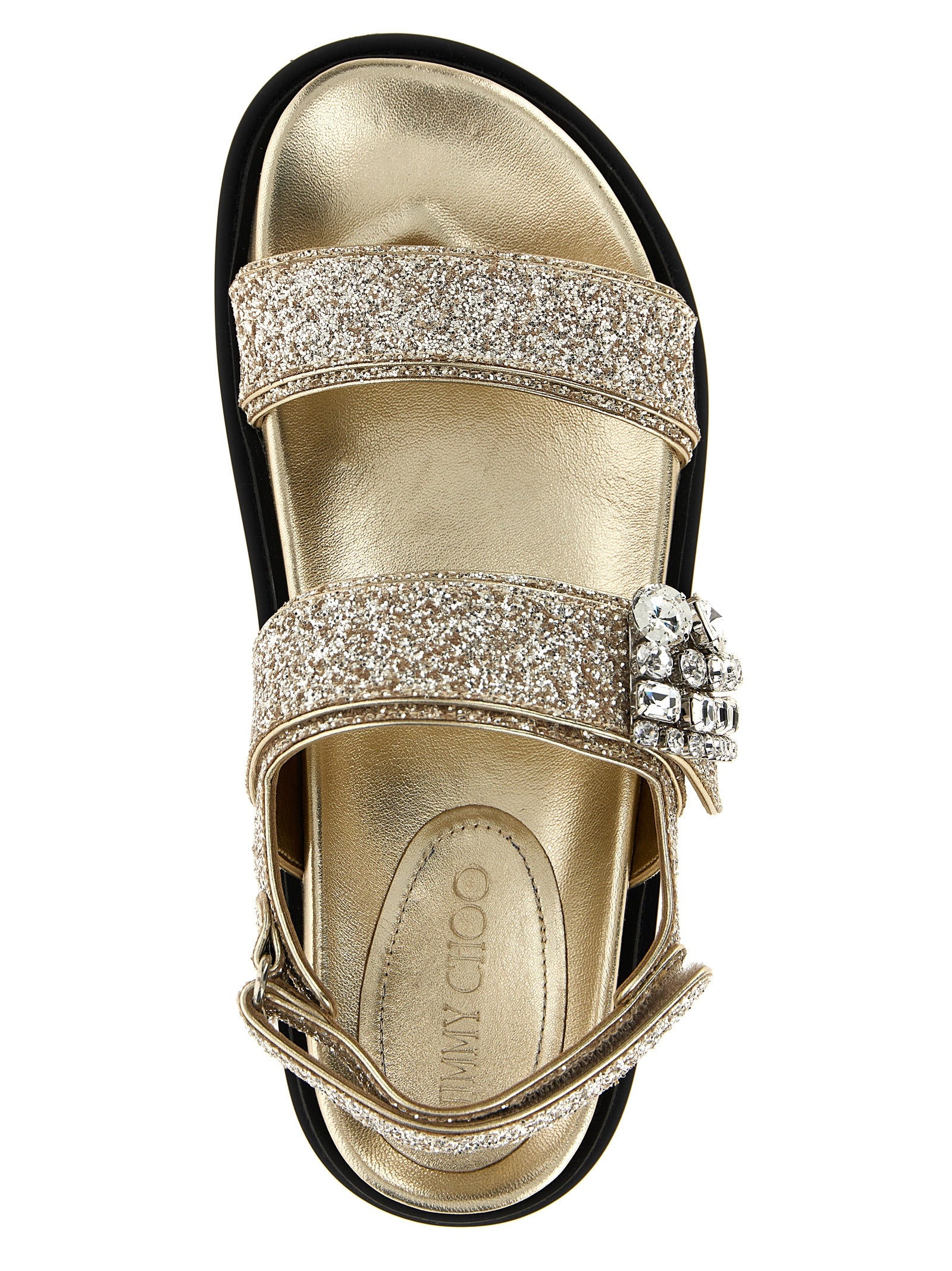 Jimmy Choo 95% fabric sandals in gold — view 4