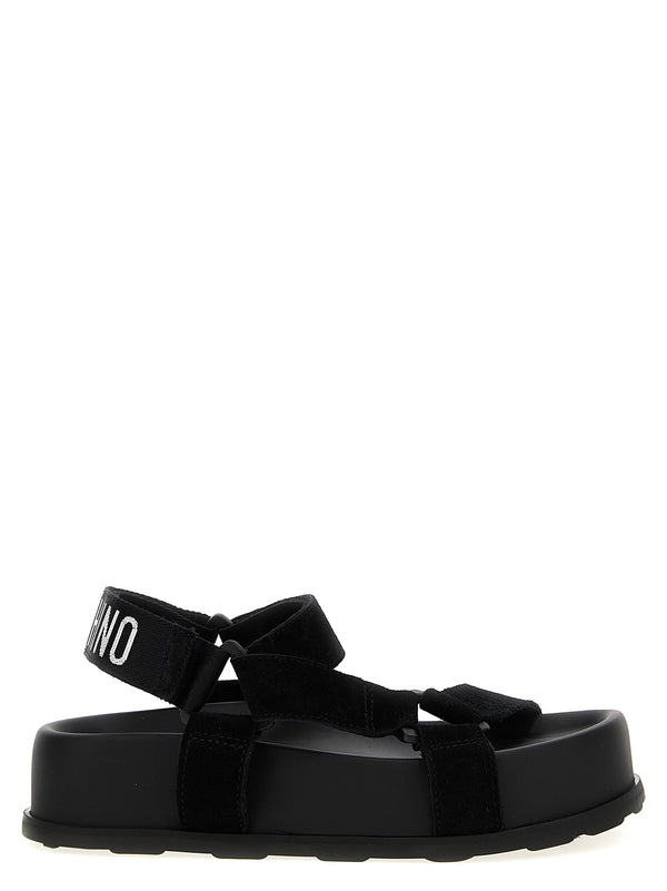 Moschino 100% calfskin leather sandal in black