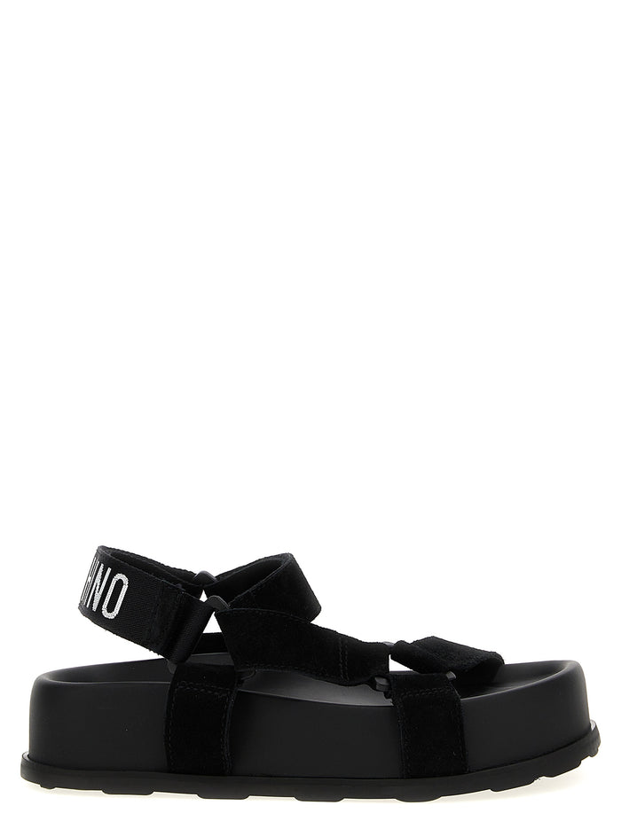 Moschino 100% calfskin leather sandal in black