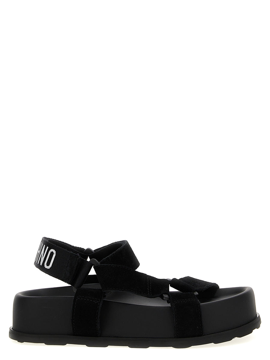 Moschino 100% calfskin leather sandal in black