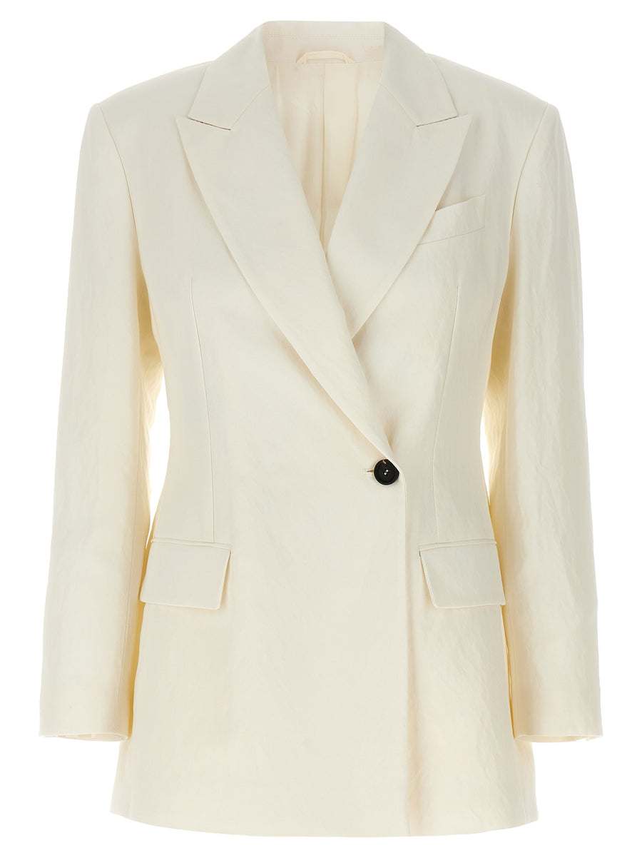 Brunello Cucinelli 58% paper yarn blazer in white