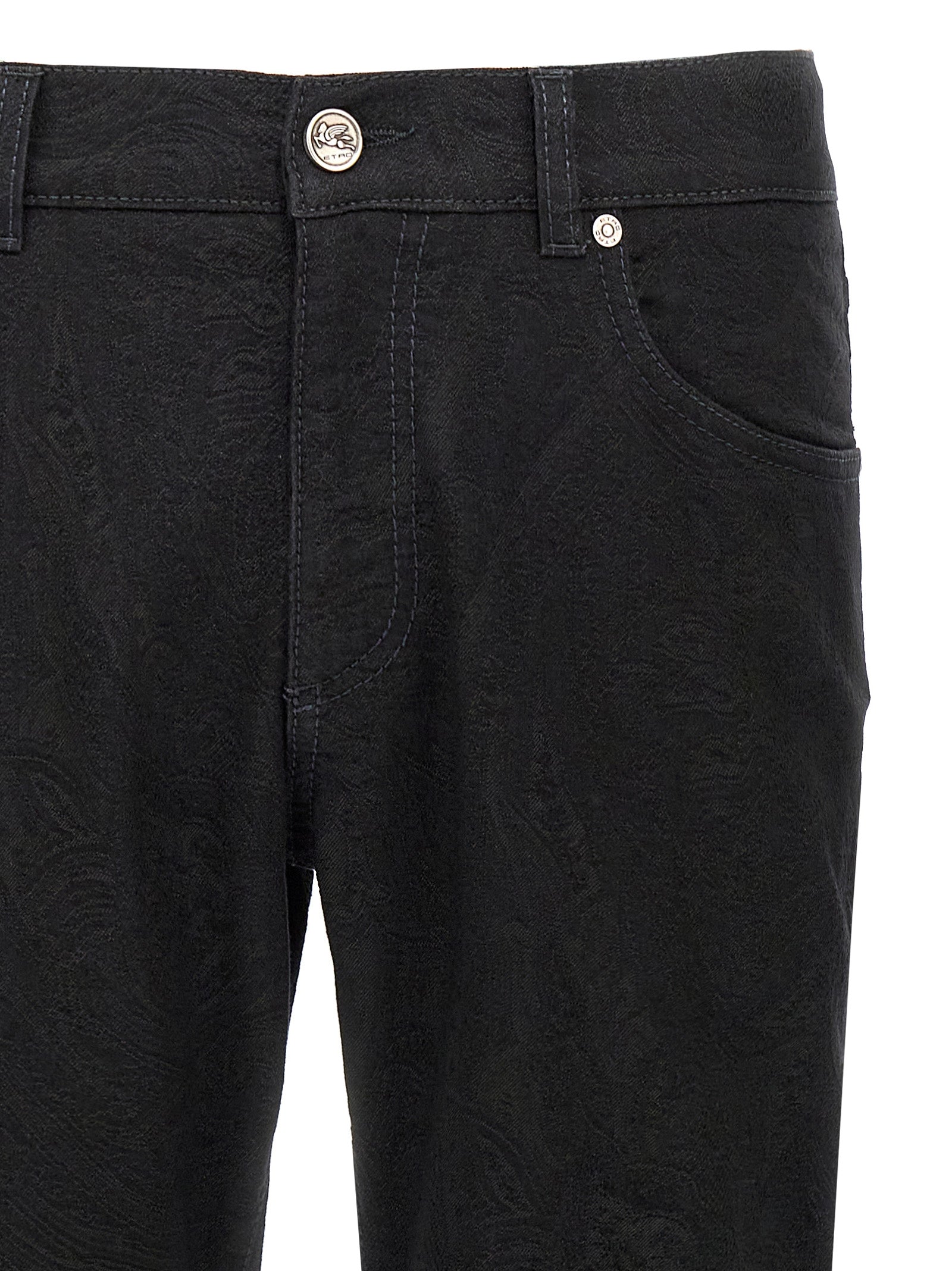 Etro 56% cotton jeans in black — view 3