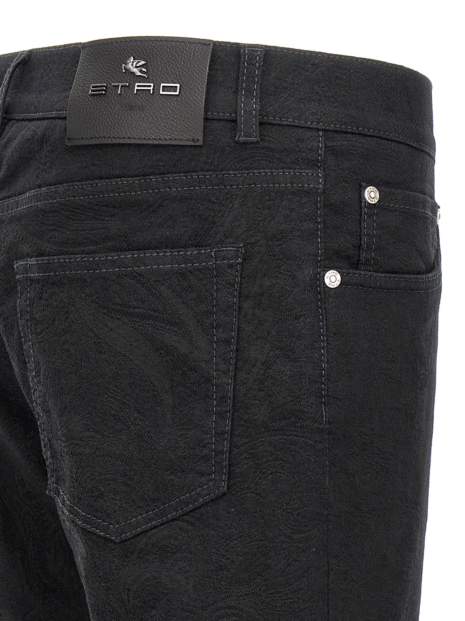 Etro 56% cotton jeans in black — view 4