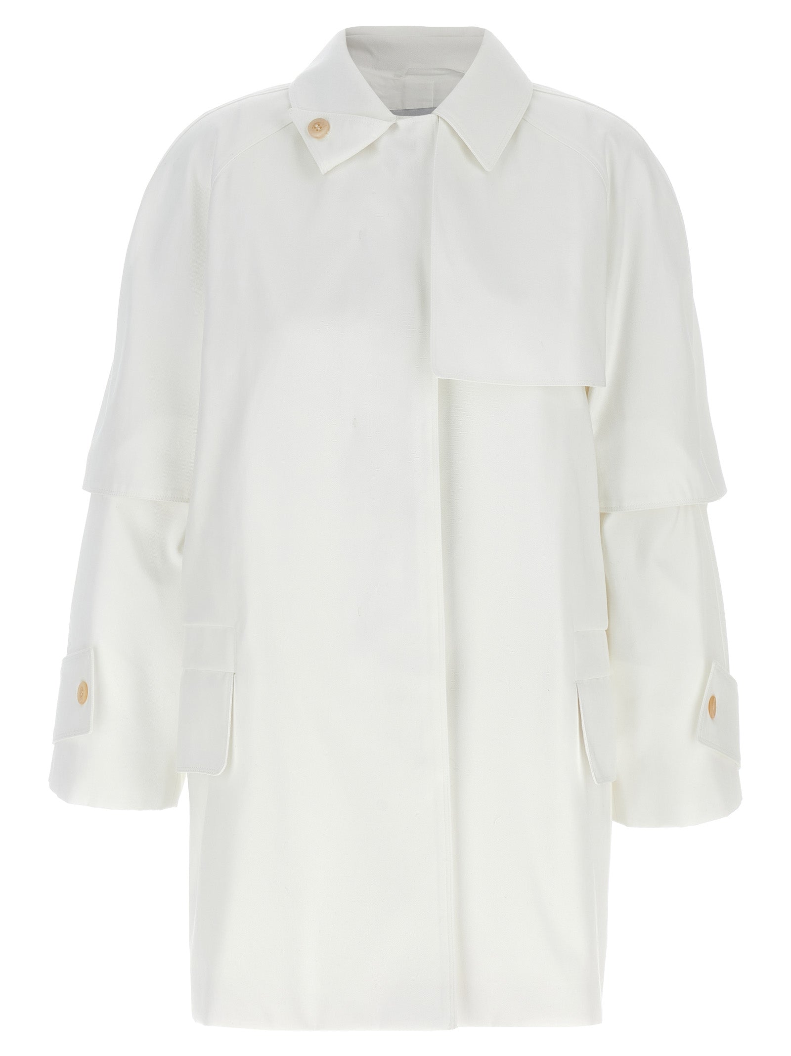 Max Mara 100% cotton gabardine trench coat in white