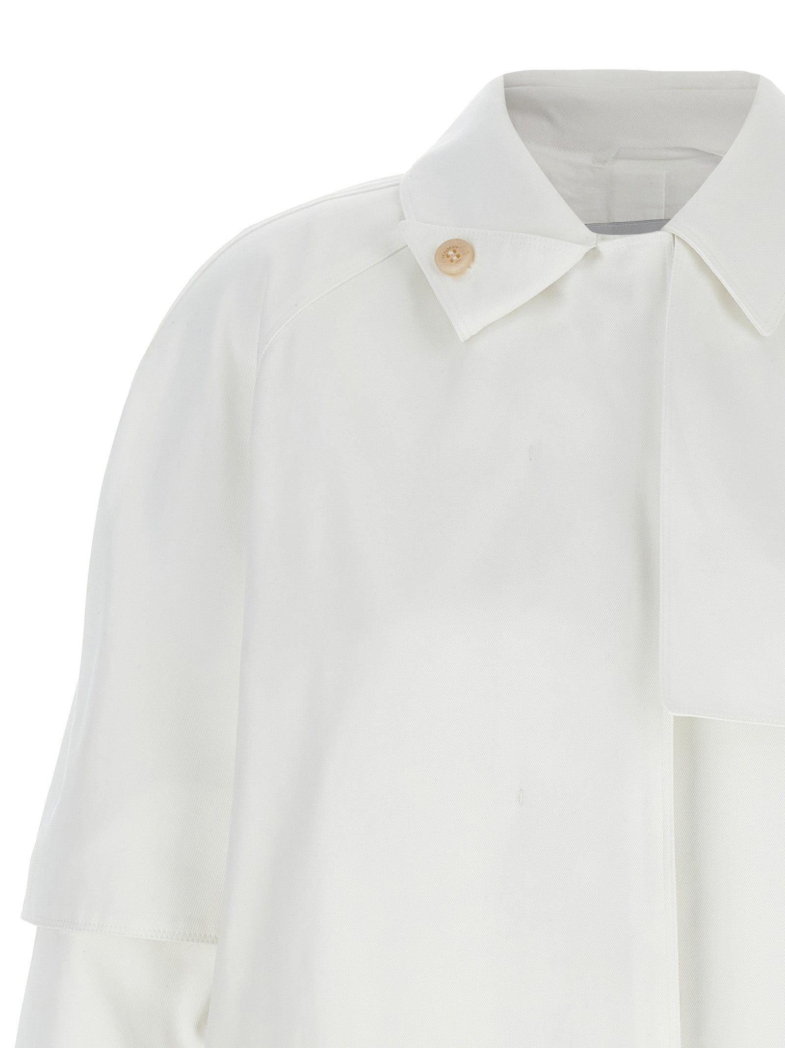 Max Mara 100% cotton gabardine trench coat in white — view 3