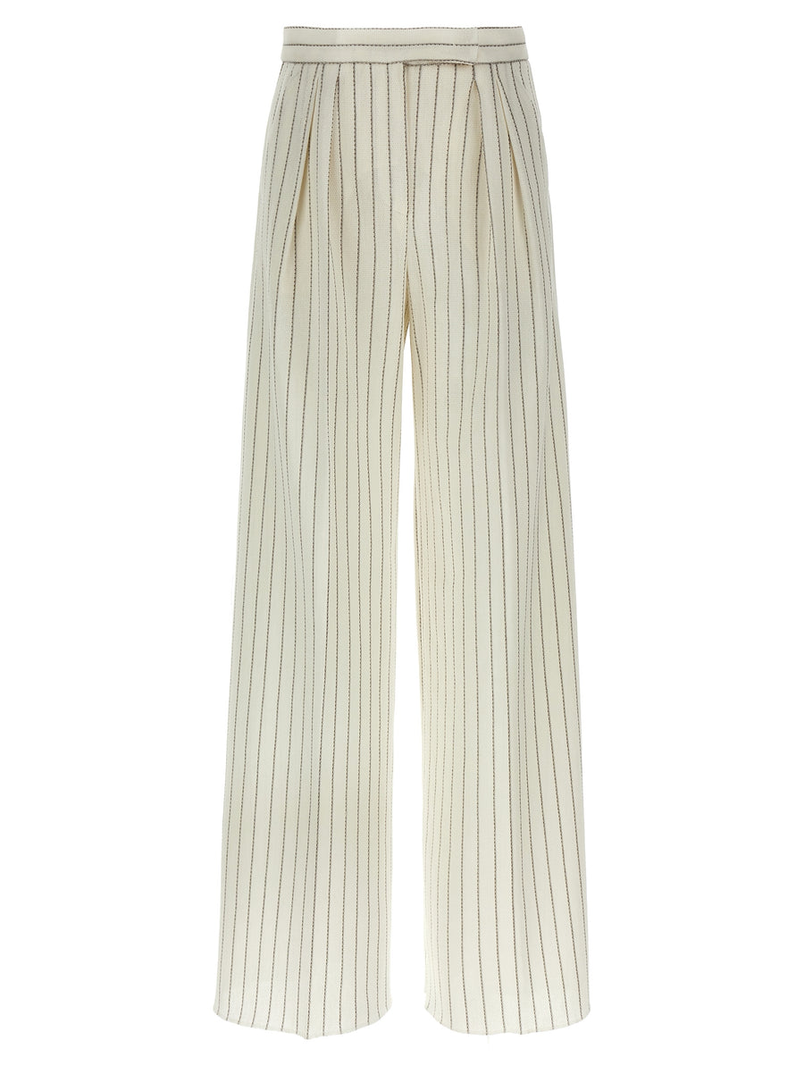 Max Mara 62% cotton trousers in white