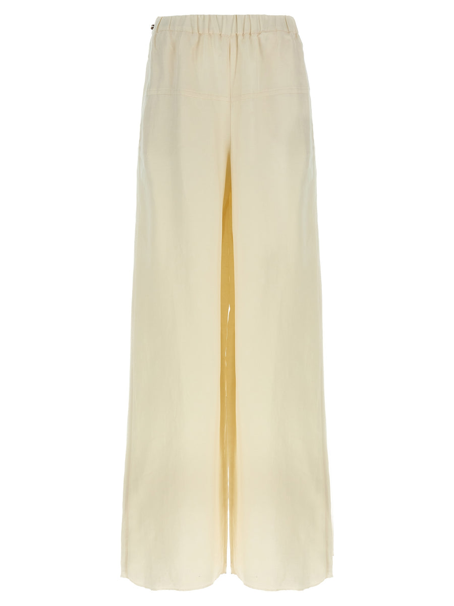 Max Mara 60% flax linen trousers in white
