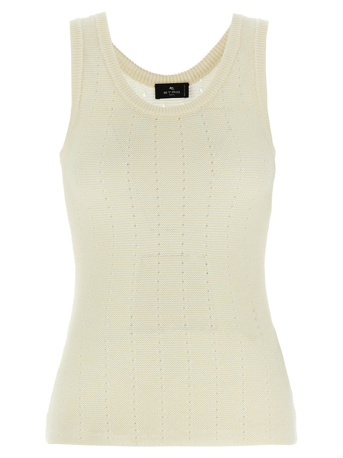 Etro 76% silk tank top in white