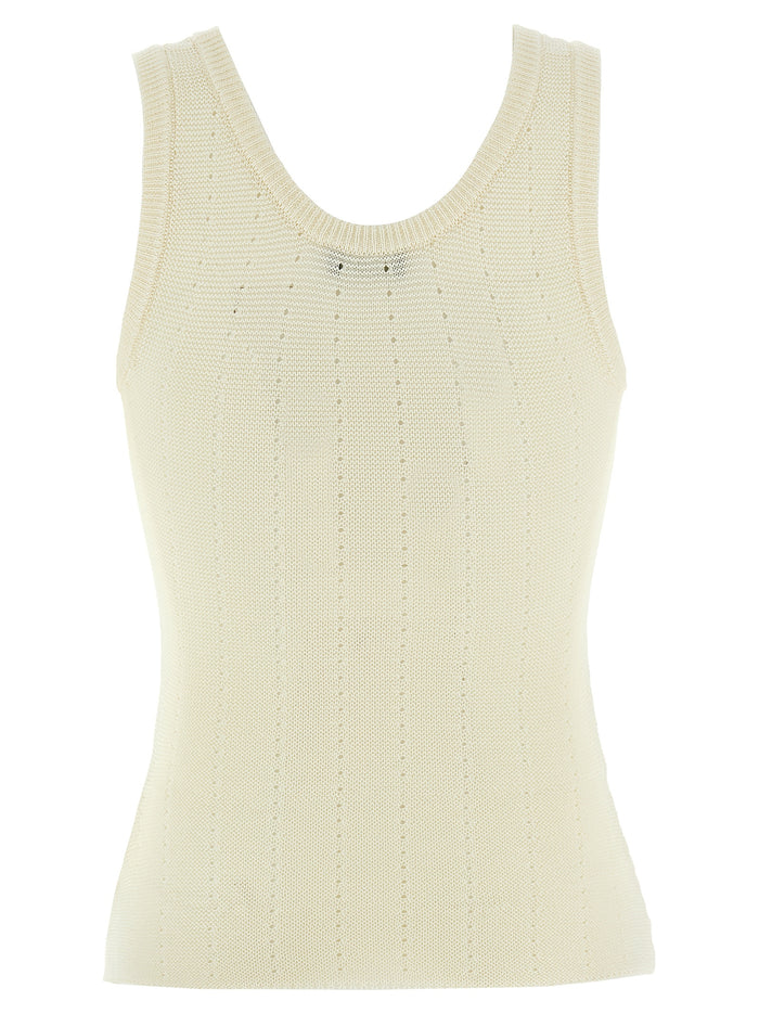 Etro 76% silk tank top in white — view 2