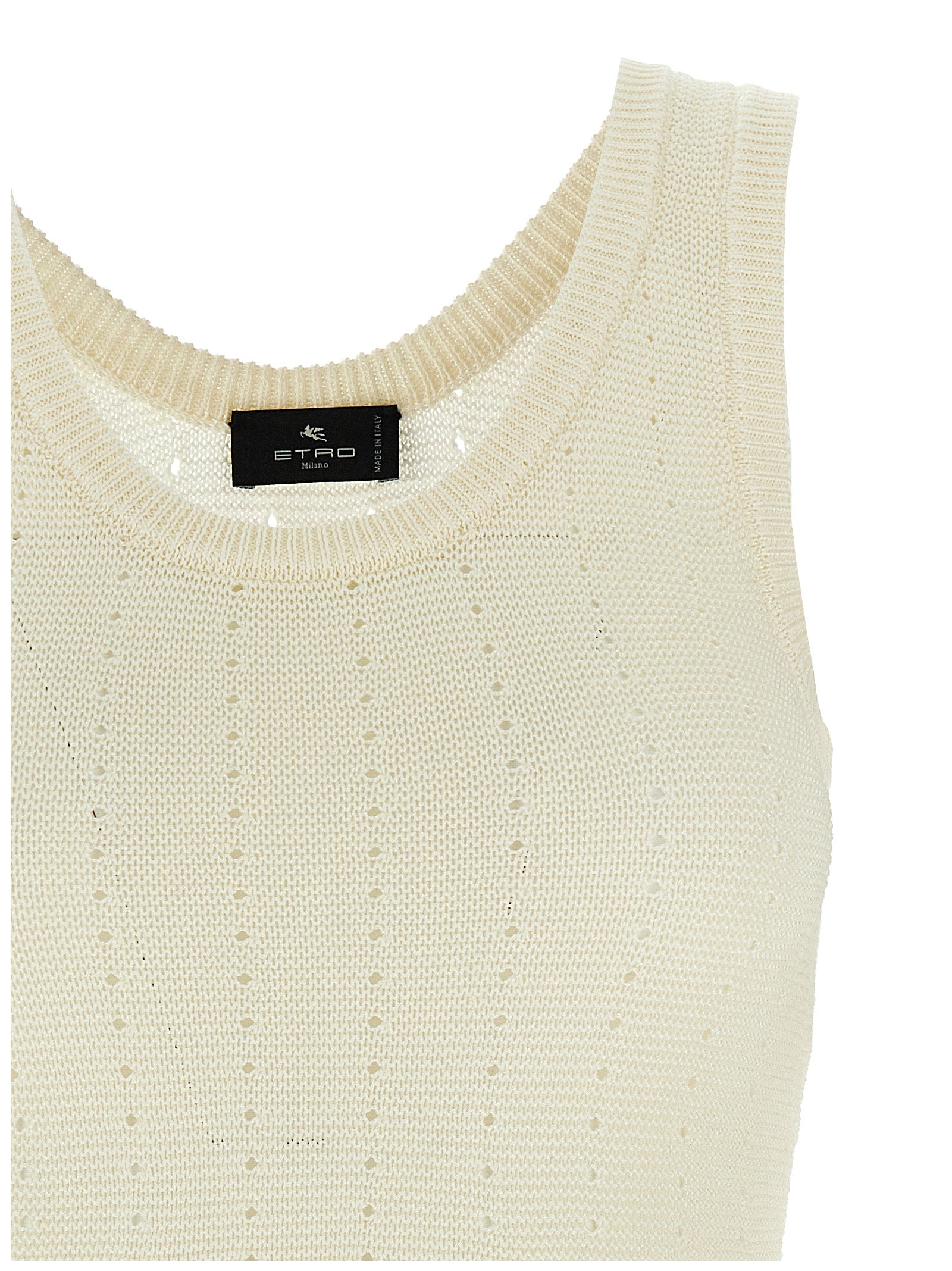 Etro 76% silk tank top in white — view 3