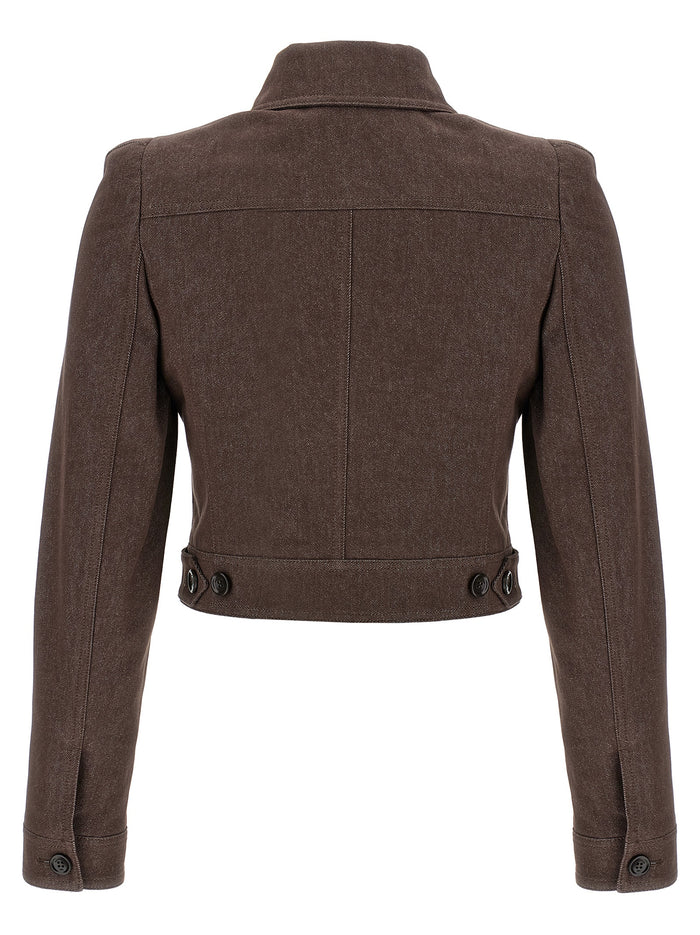 Max Mara 100% cotton blazer in brown — view 2