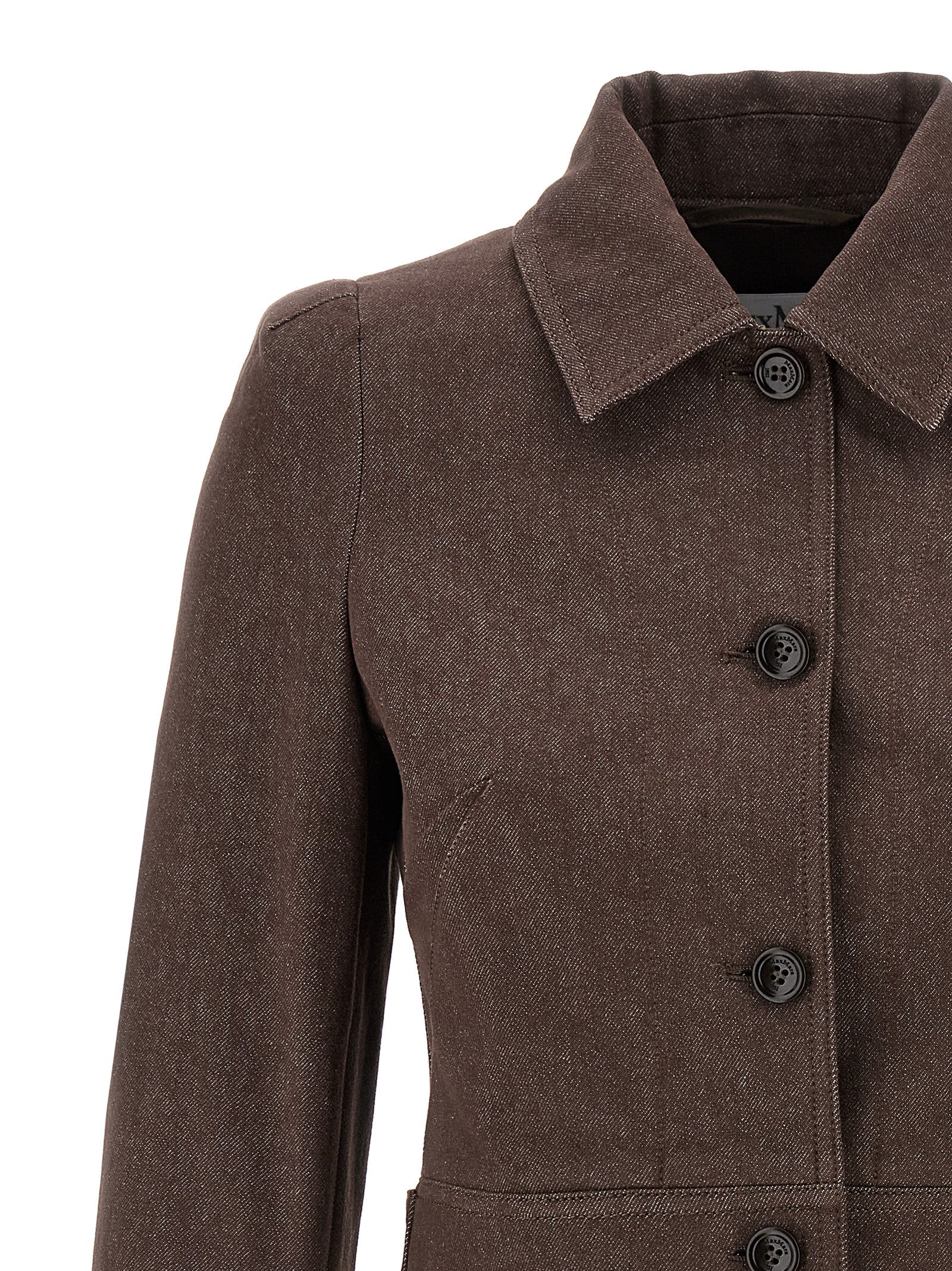 Max Mara 100% cotton blazer in brown — view 3