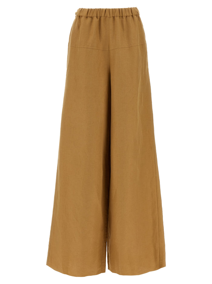 Max Mara 60% flax linen trousers in brown