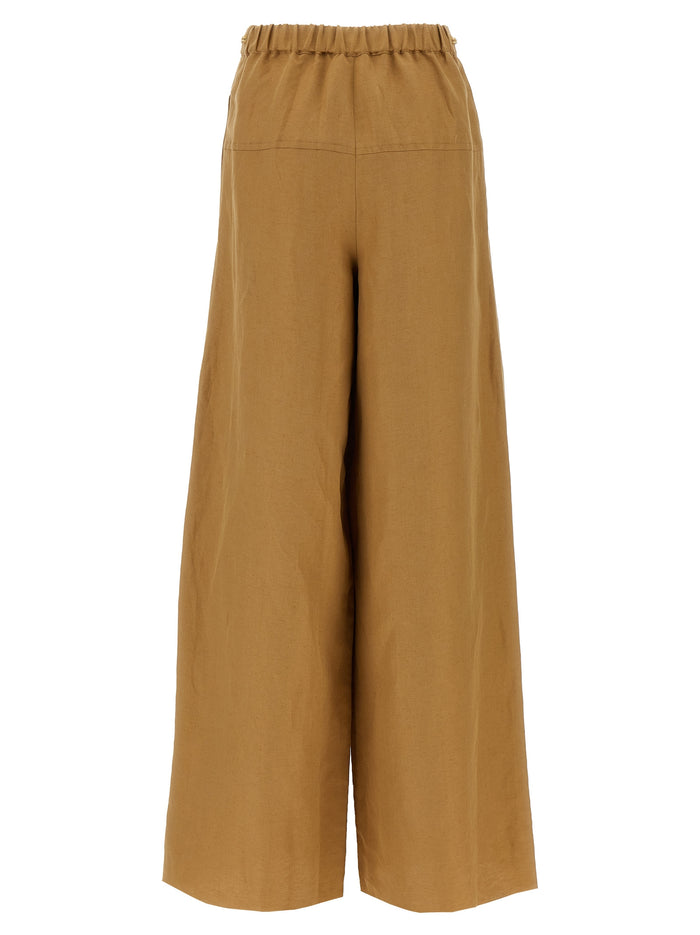 Max Mara 60% flax linen trousers in brown — view 2