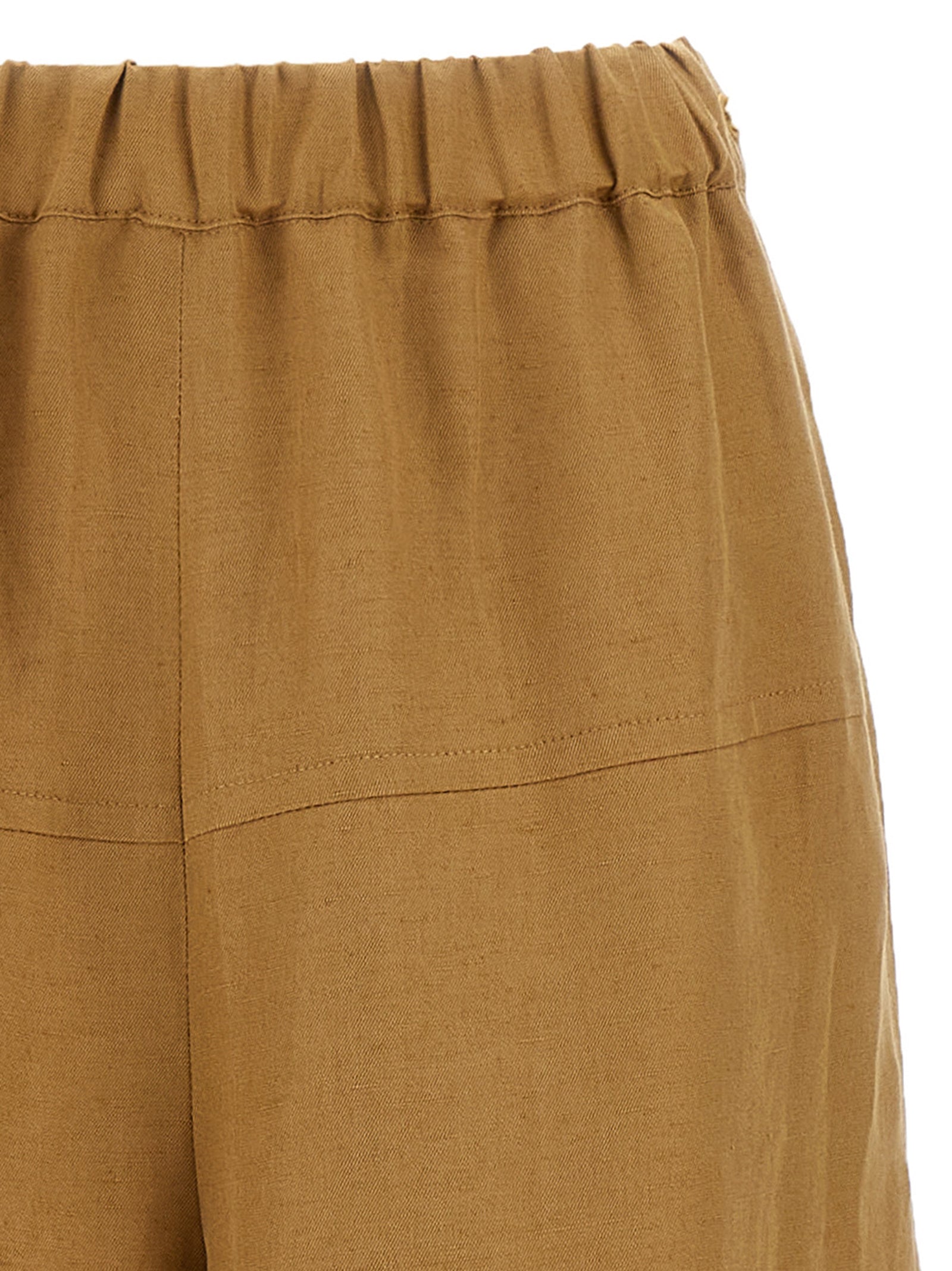Max Mara 60% flax linen trousers in brown — view 3