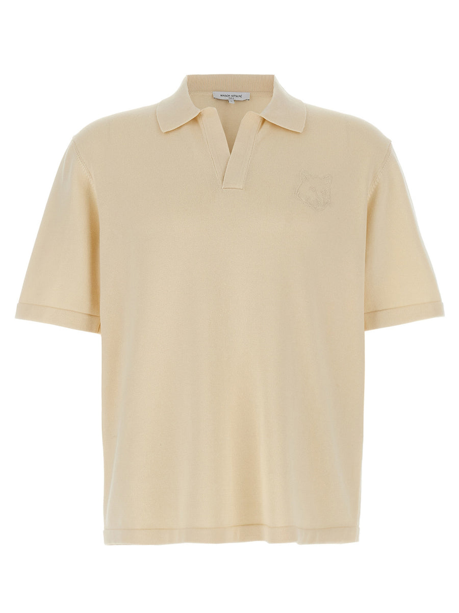 Maison Kitsuné 100% cotton polo shirt in beige