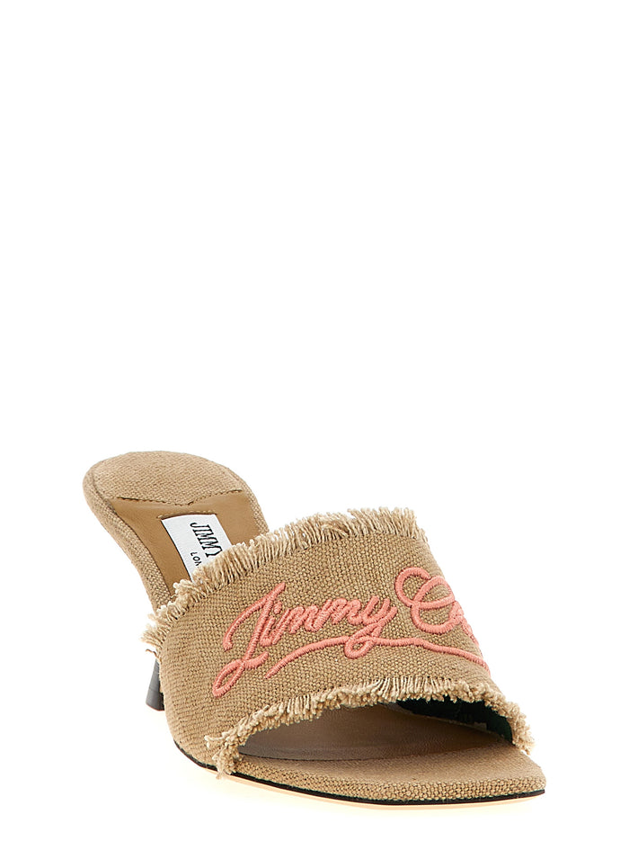Jimmy Choo 100% Linen mule in beige — view 2