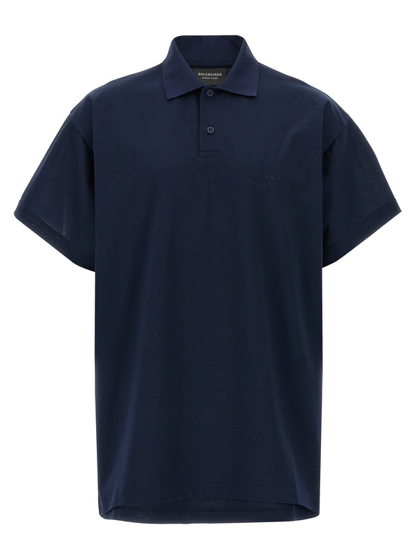 Balenciaga 100% cotton polo shirt in navy