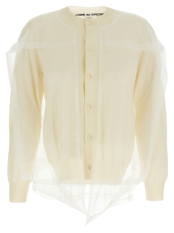 Comme des Garçons 100% wool cardigan in white